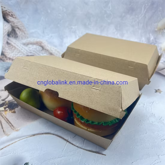 Caixa de papel pardo de papelão ondulado para embalagem de alimentos descartáveis ​​para cachorro-quente e hambúrguer e almoço e hambúrguer com 10% de desconto ~
