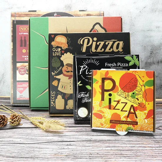 Logotipo personalizado barato papel crepe pizza embalagem de alimentos caixa de papelão ondulado